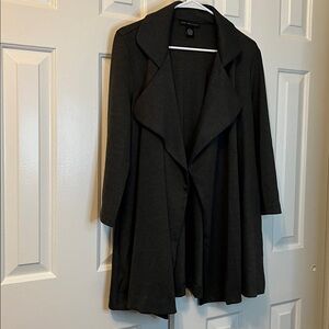 Joan Vass Loose Open Front Sweater Gray Jacket 3/4 Sleeve Size S WORN ONCE